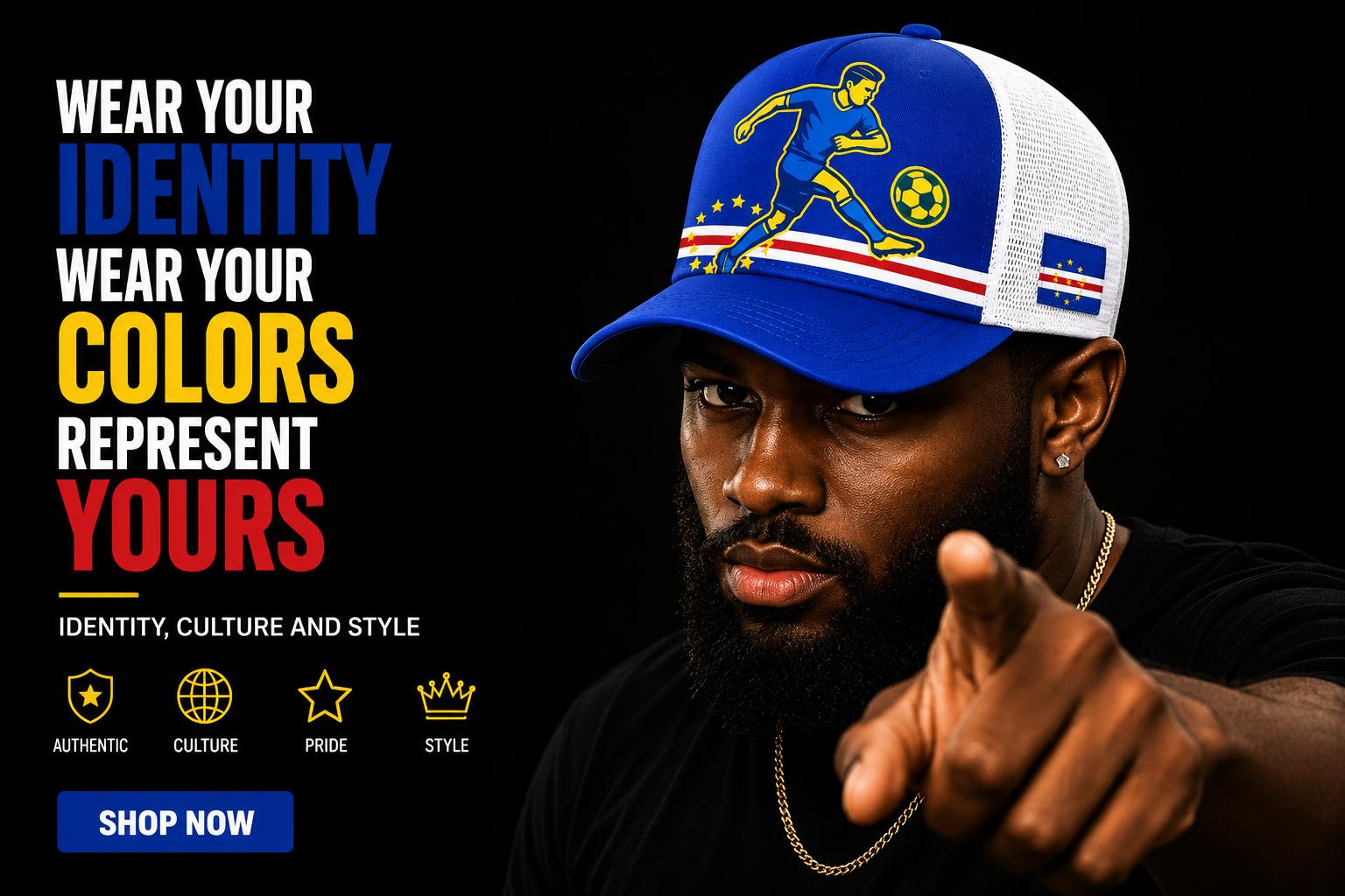 cape verde blue and white footballer cap